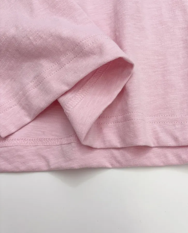 Cherry Blossom Embroidered Crew-Neck T-Shirt in Pink, product view 15