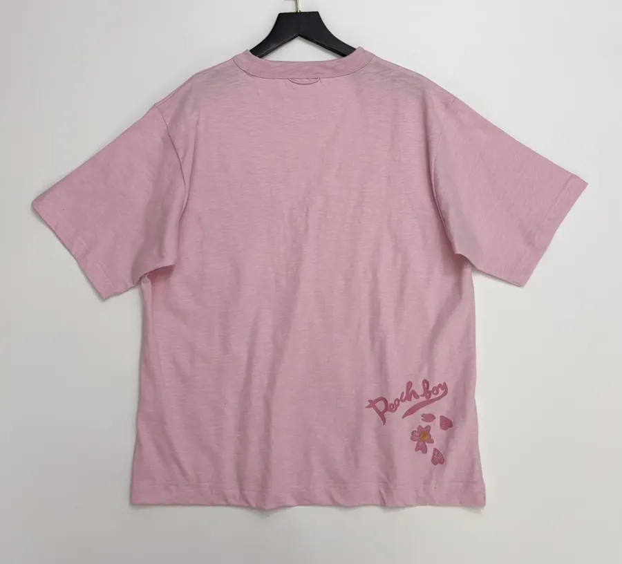 Cherry Blossom Embroidered Crew-Neck T-Shirt in Pink, product view 17
