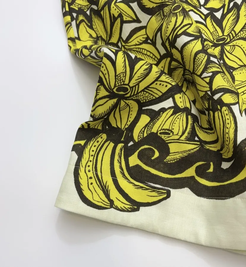 Linen Bright Yellow Floral Print Halterneck Backless Dress - Mini Skirt in Yellow and Black, product view 13