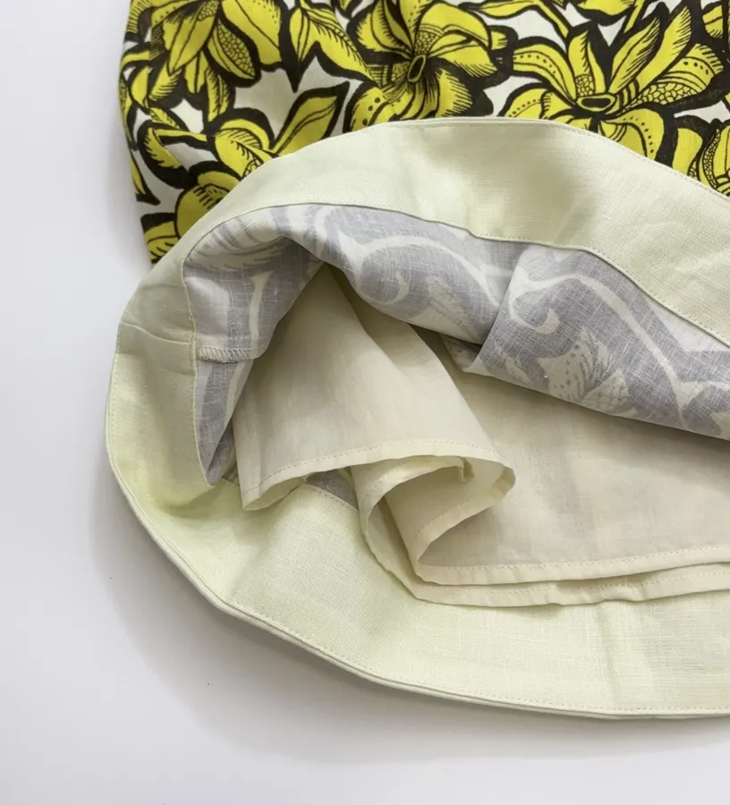 Linen Bright Yellow Floral Print Halterneck Backless Dress - Mini Skirt in Yellow and Black, product view 14