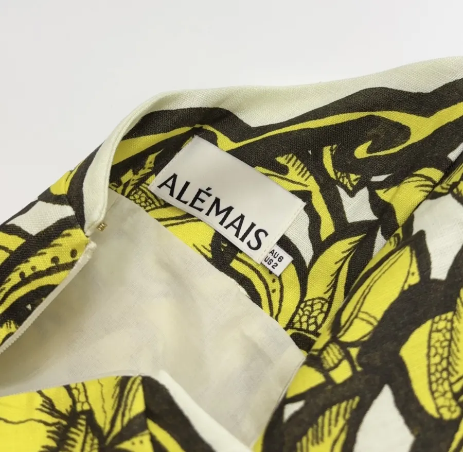 Linen Bright Yellow Floral Print Halterneck Backless Dress - Mini Skirt in Yellow and Black, product view 20