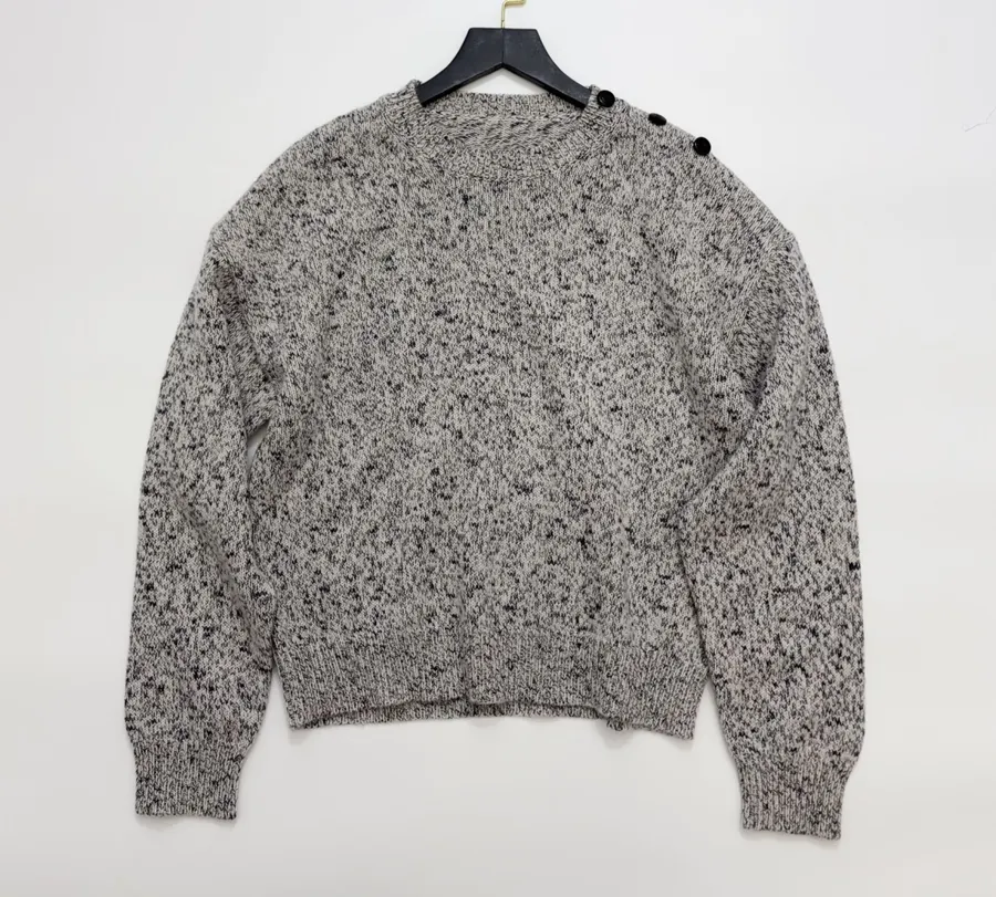 Cashmere Knit Sweater, High-Quality Textured Casual Top in Gray, product view 02