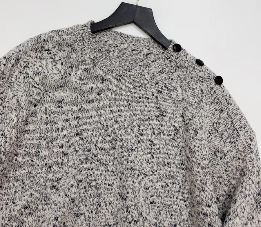 Cashmere Knit Sweater, High-Quality Textured Casual Top in Gray, product view 03