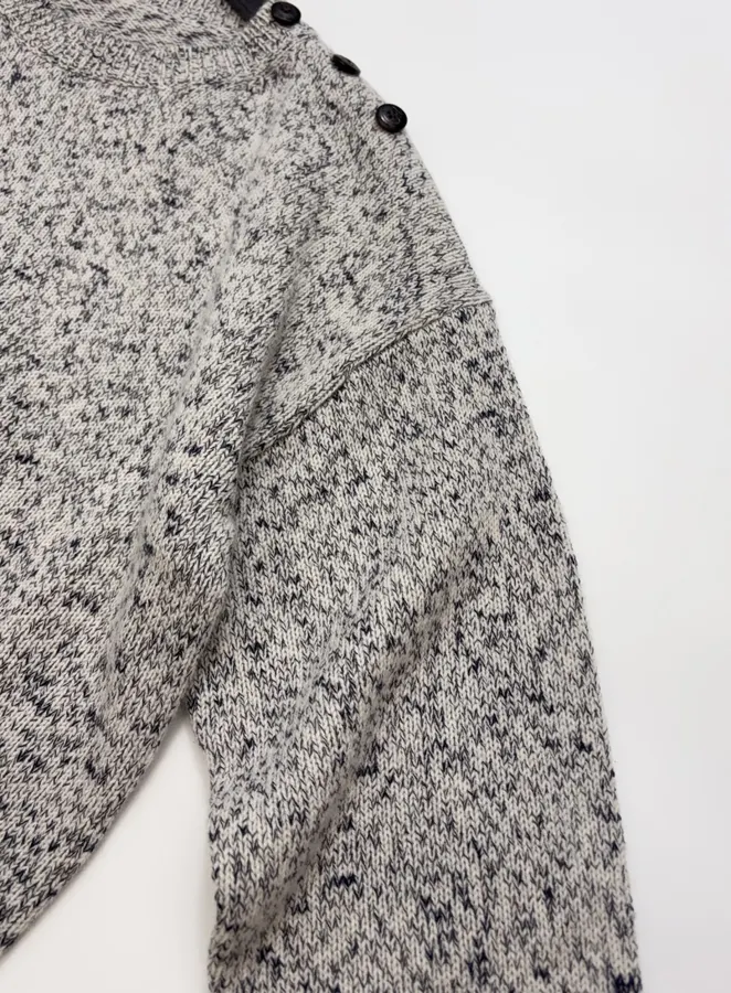Cashmere Knit Sweater, High-Quality Textured Casual Top in Gray, product view 07