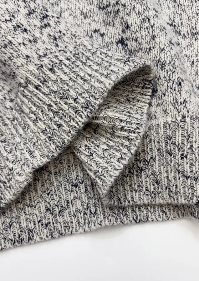 Cashmere Knit Sweater, High-Quality Textured Casual Top in Gray, product view 12