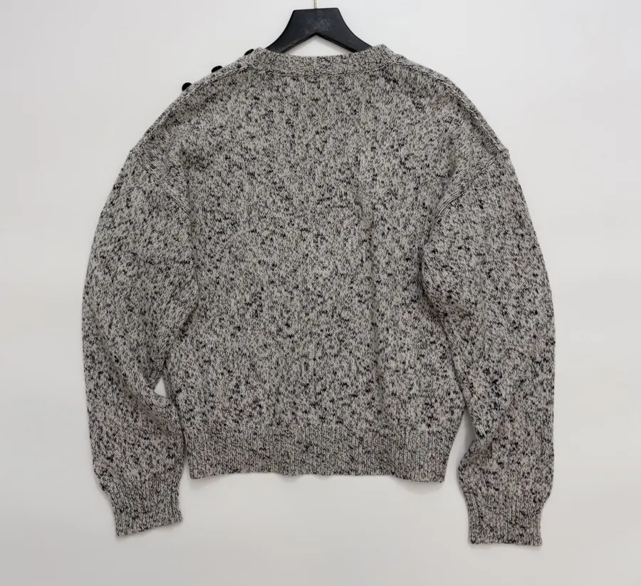 Cashmere Knit Sweater, High-Quality Textured Casual Top in Gray, product view 15