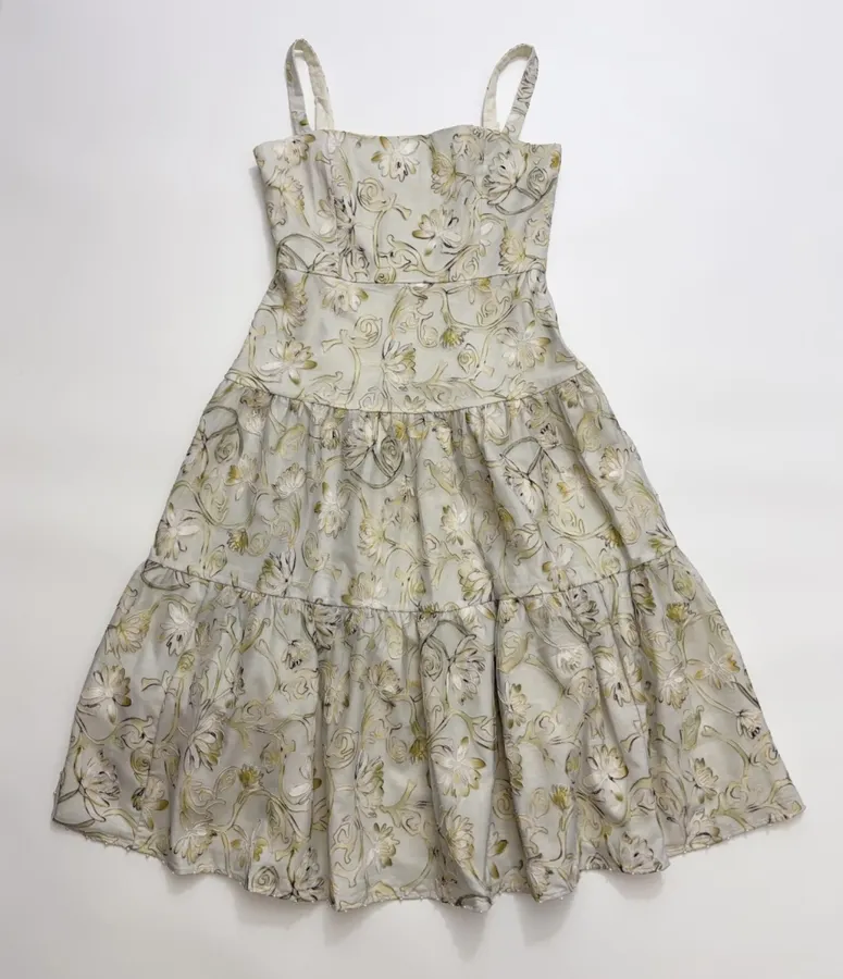 Strapless Midi Dress in Ivory Floral, product view 01