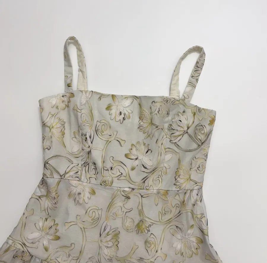 Strapless Midi Dress in Ivory Floral, product view 02
