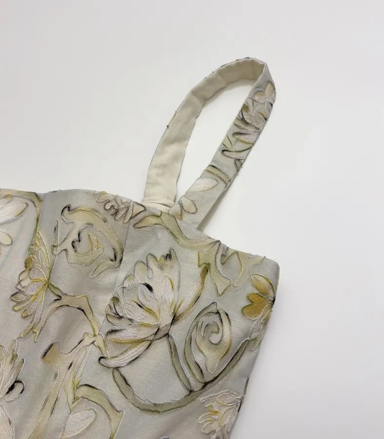 Strapless Midi Dress in Ivory Floral, product view 03