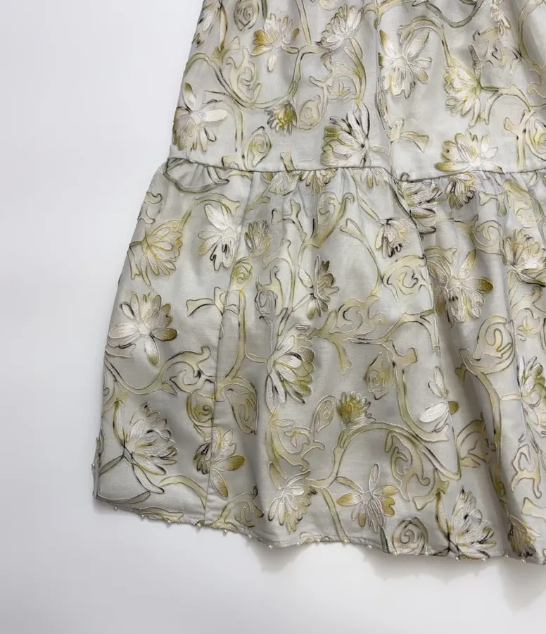Strapless Midi Dress in Ivory Floral, product view 09