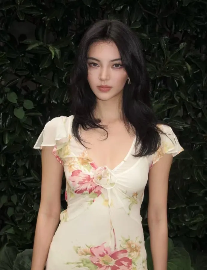 Silk Bias-Cut French Retro Tea-Length A-Line Dress 'The Mathilde' in Ivory Floral, product view 10