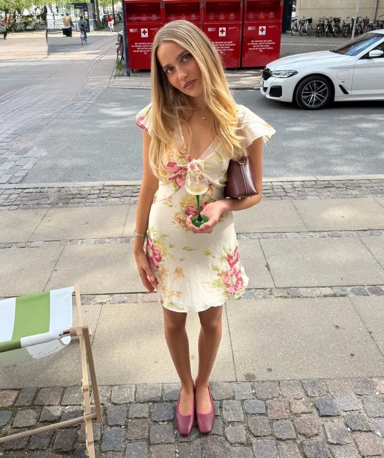 Silk Bias-Cut French Retro Tea-Length A-Line Dress 'The Mathilde' in Ivory Floral, product view 17