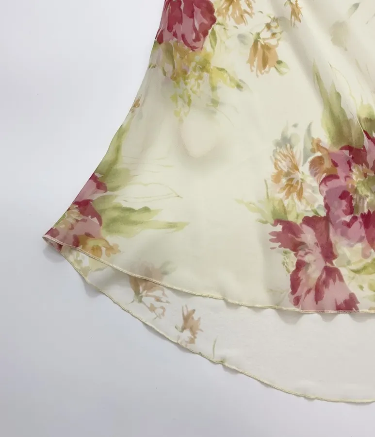 Silk Bias-Cut French Retro Tea-Length A-Line Dress 'The Mathilde' in Ivory Floral, product view 27