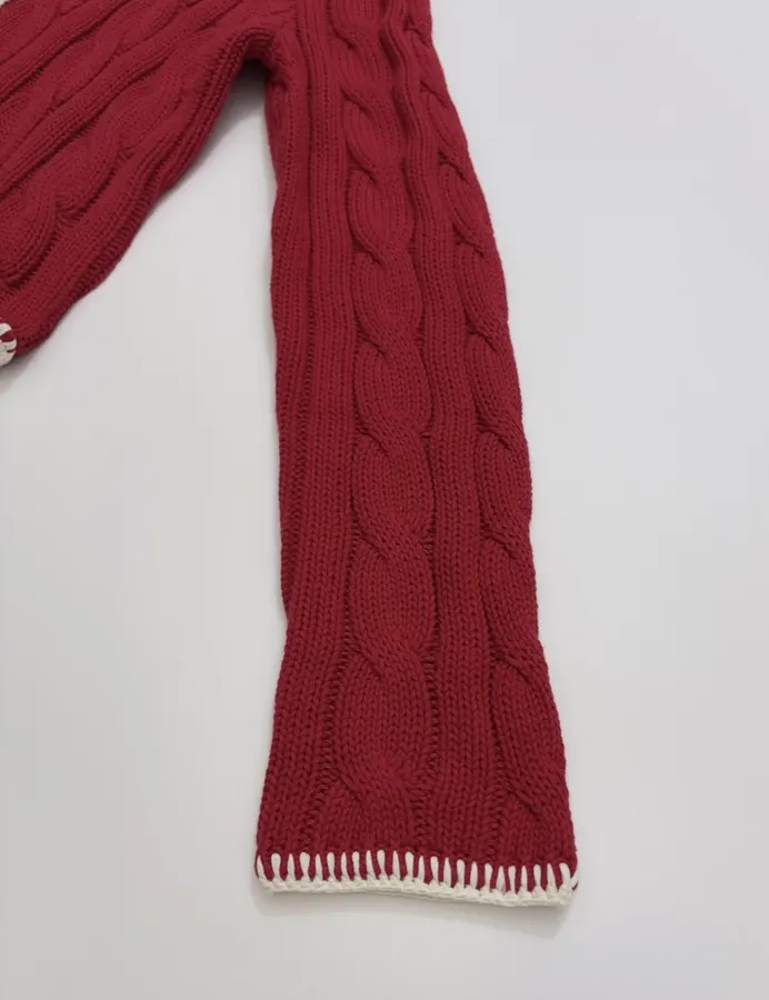 Red Cable-Knit Cropped Cardigan in Red, product view 06