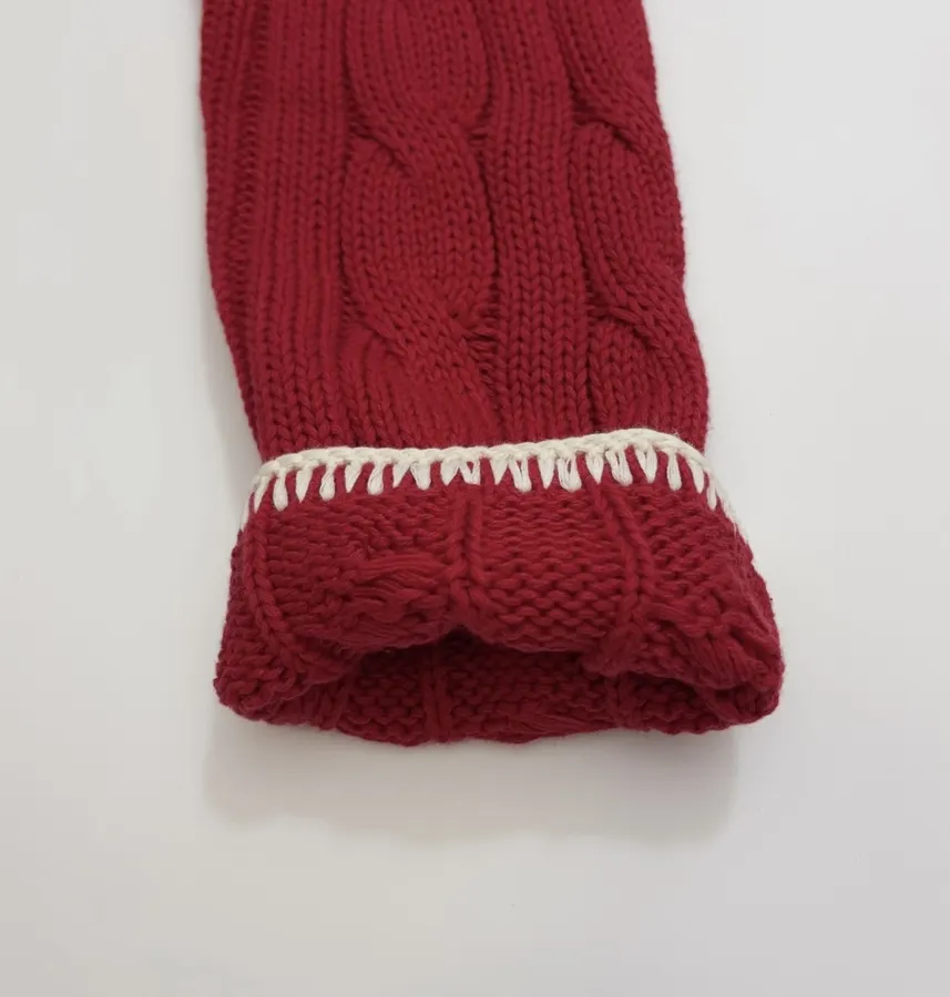 Red Cable-Knit Cropped Cardigan in Red, product view 07