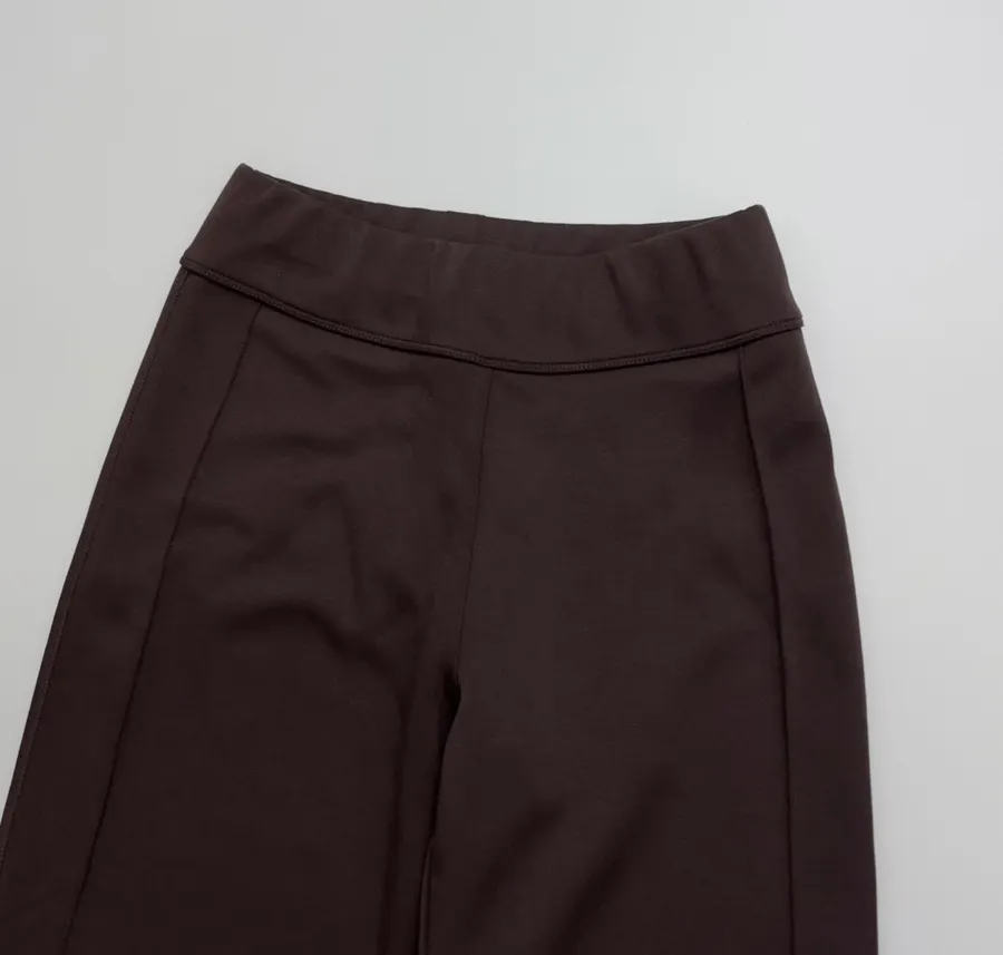 Slim-Fit Solid Color Draping Straight-Leg Casual Trousers in Dark Brown, product view 04