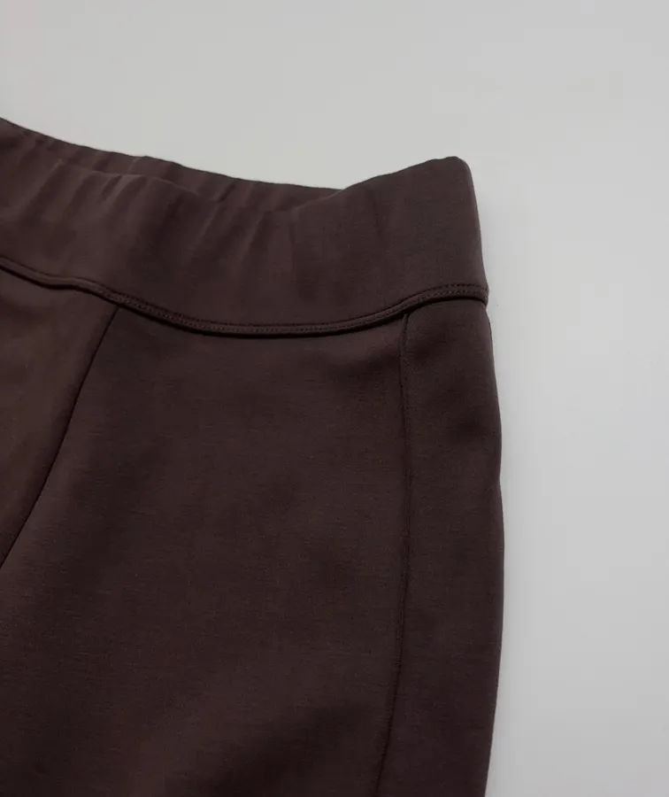 Slim-Fit Solid Color Draping Straight-Leg Casual Trousers in Dark Brown, product view 05