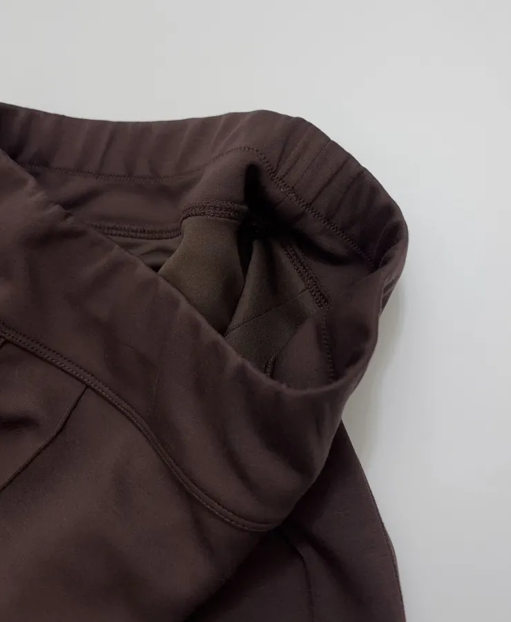 Slim-Fit Solid Color Draping Straight-Leg Casual Trousers in Dark Brown, product view 06