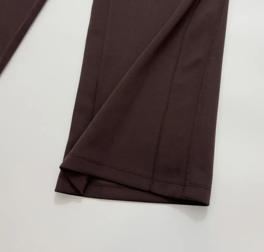 Slim-Fit Solid Color Draping Straight-Leg Casual Trousers in Dark Brown, product view 08