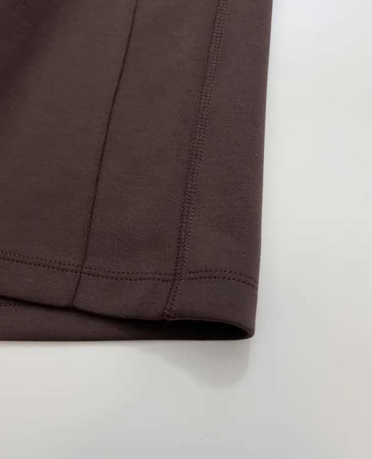 Slim-Fit Solid Color Draping Straight-Leg Casual Trousers in Dark Brown, product view 09