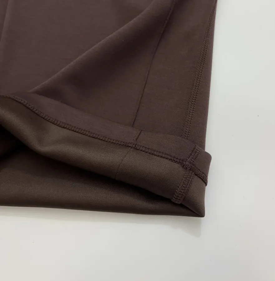 Slim-Fit Solid Color Draping Straight-Leg Casual Trousers in Dark Brown, product view 10