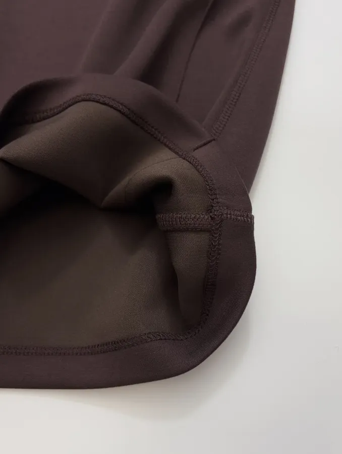 Slim-Fit Solid Color Draping Straight-Leg Casual Trousers in Dark Brown, product view 11