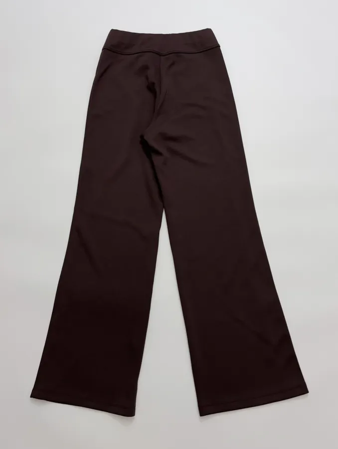 Slim-Fit Solid Color Draping Straight-Leg Casual Trousers in Dark Brown, product view 13