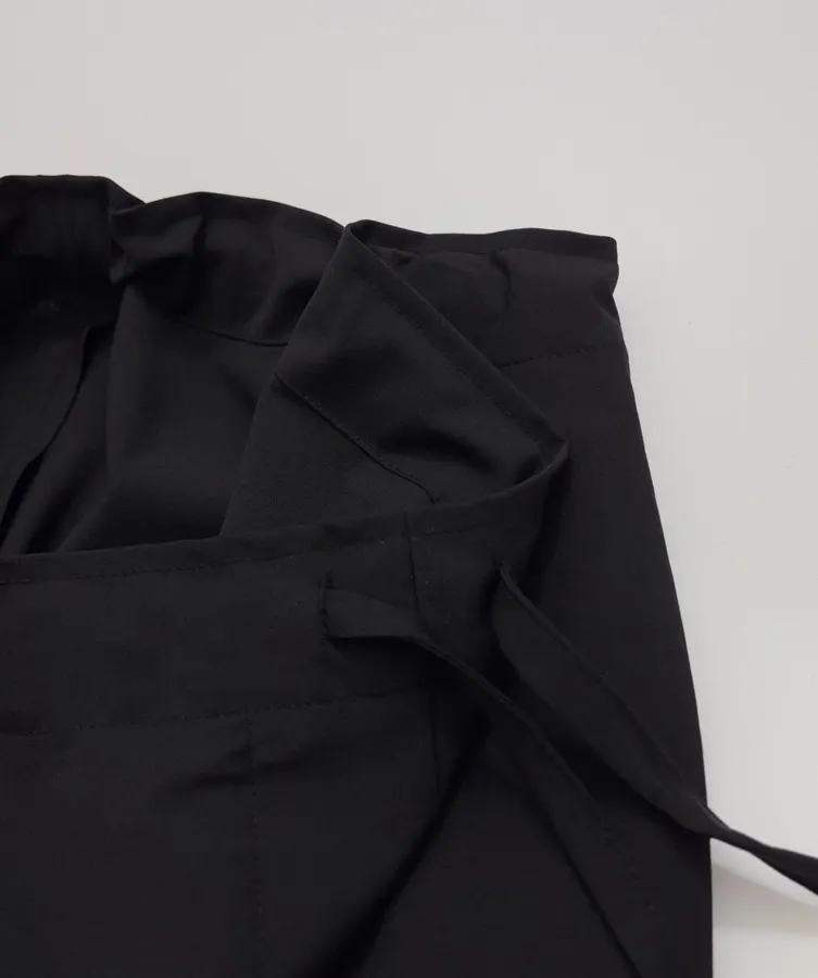 Wool-Blend Wide-Leg Magic Pants with Drawstring Design Casual Trousers in Black, product view 08