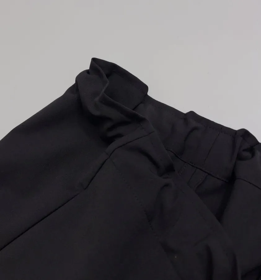 Wool-Blend Wide-Leg Magic Pants with Drawstring Design Casual Trousers in Black, product view 09