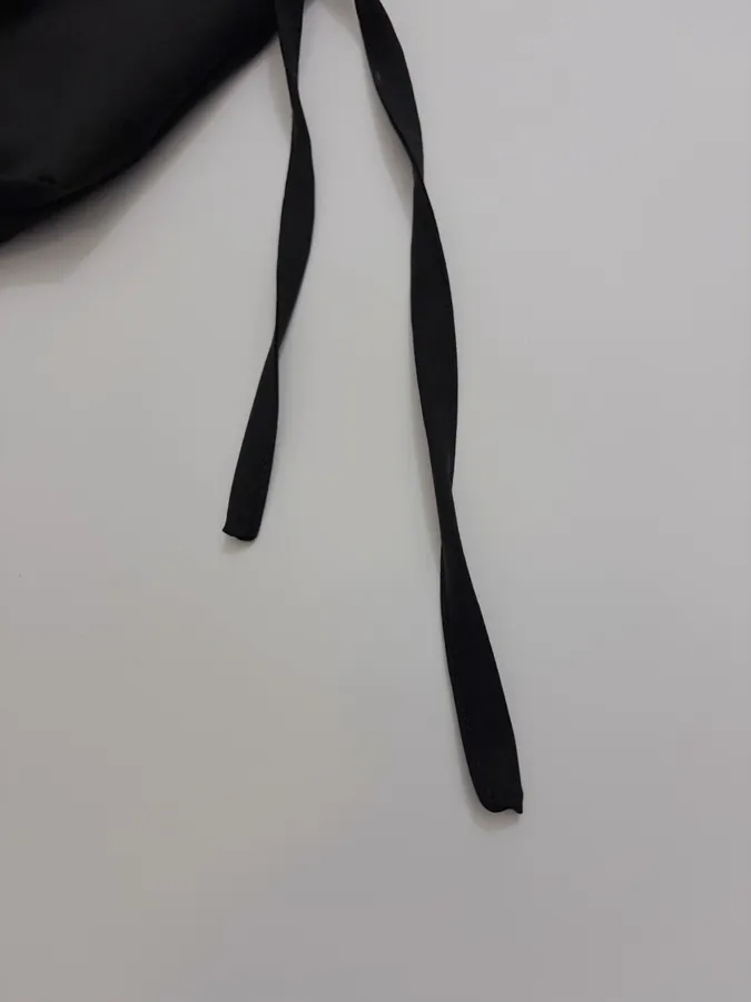 Wool-Blend Wide-Leg Magic Pants with Drawstring Design Casual Trousers in Black, product view 10