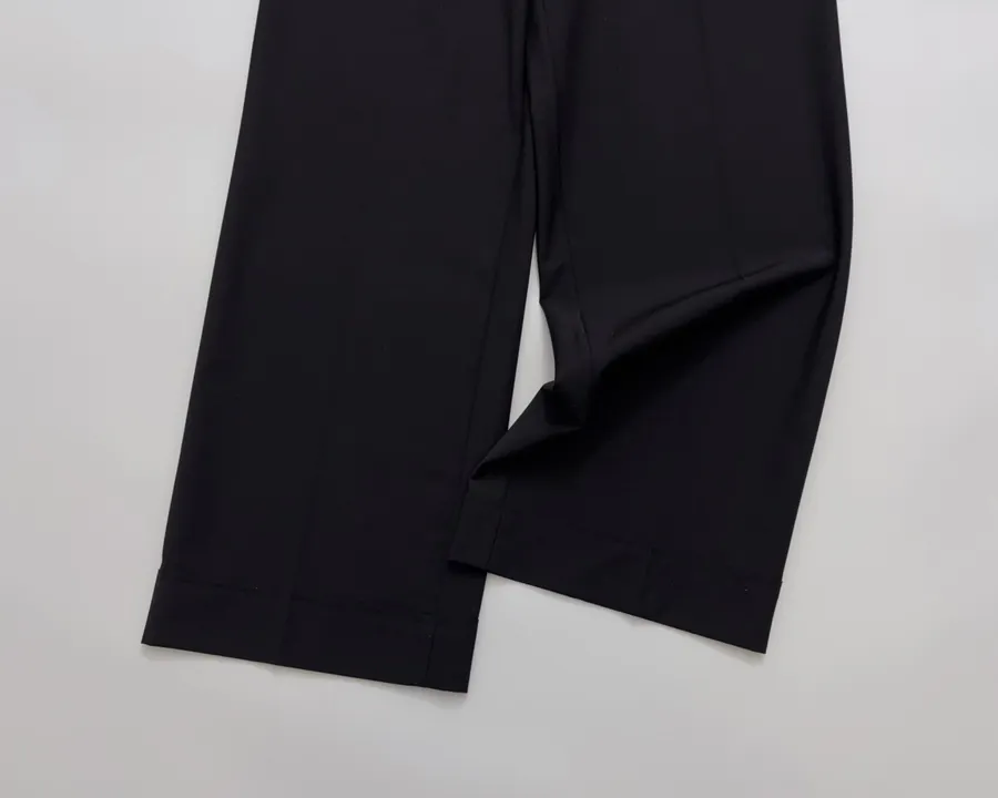 Wool-Blend Wide-Leg Magic Pants with Drawstring Design Casual Trousers in Black, product view 11