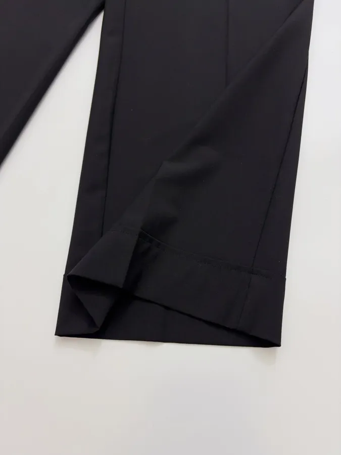 Wool-Blend Wide-Leg Magic Pants with Drawstring Design Casual Trousers in Black, product view 12