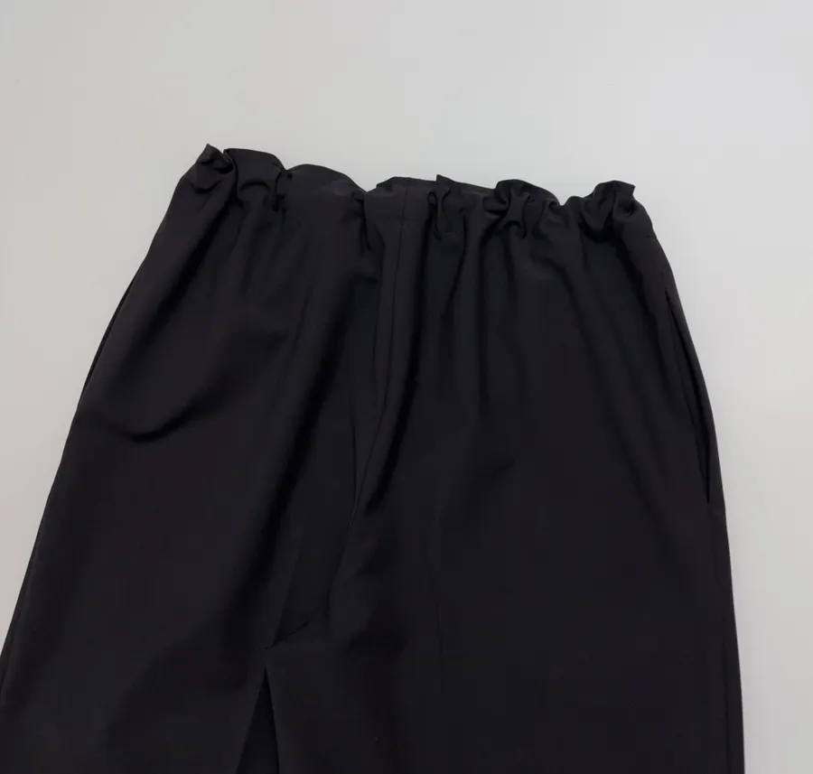 Wool-Blend Wide-Leg Magic Pants with Drawstring Design Casual Trousers in Black, product view 16