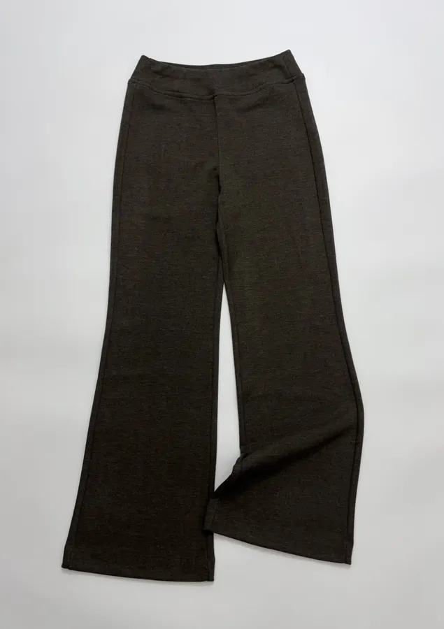 Slim-Fit Bootcut Pants with Elastic Waist Casual Long Trousers in Dark Olive, product view 02