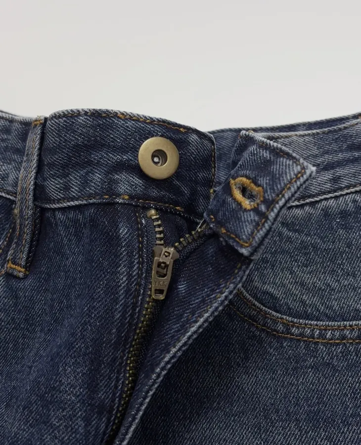 Retro Blue Straight-Leg Jeans Autumn Casual Long Trousers in Blue, product view 05