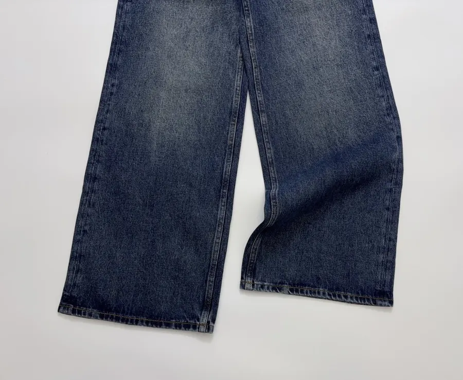 Retro Blue Straight-Leg Jeans Autumn Casual Long Trousers in Blue, product view 07