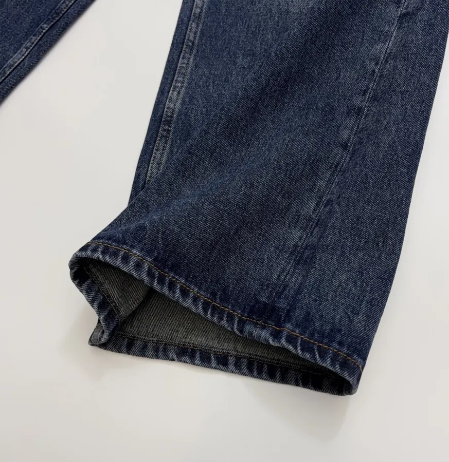 Retro Blue Straight-Leg Jeans Autumn Casual Long Trousers in Blue, product view 09