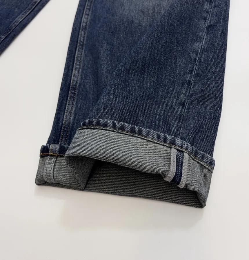 Retro Blue Straight-Leg Jeans Autumn Casual Long Trousers in Blue, product view 10