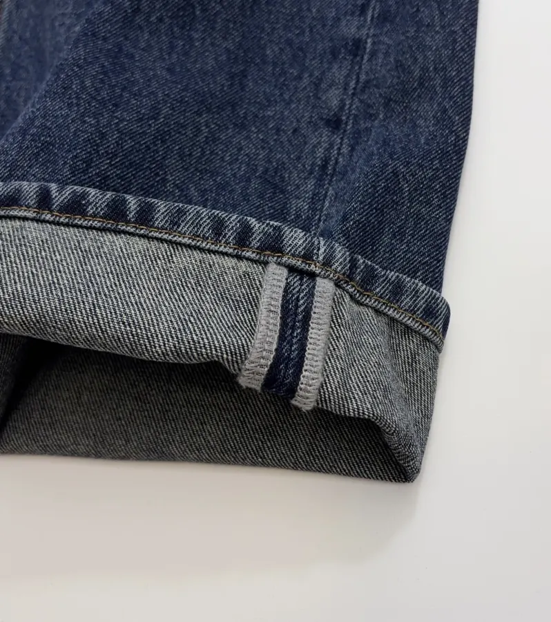 Retro Blue Straight-Leg Jeans Autumn Casual Long Trousers in Blue, product view 11