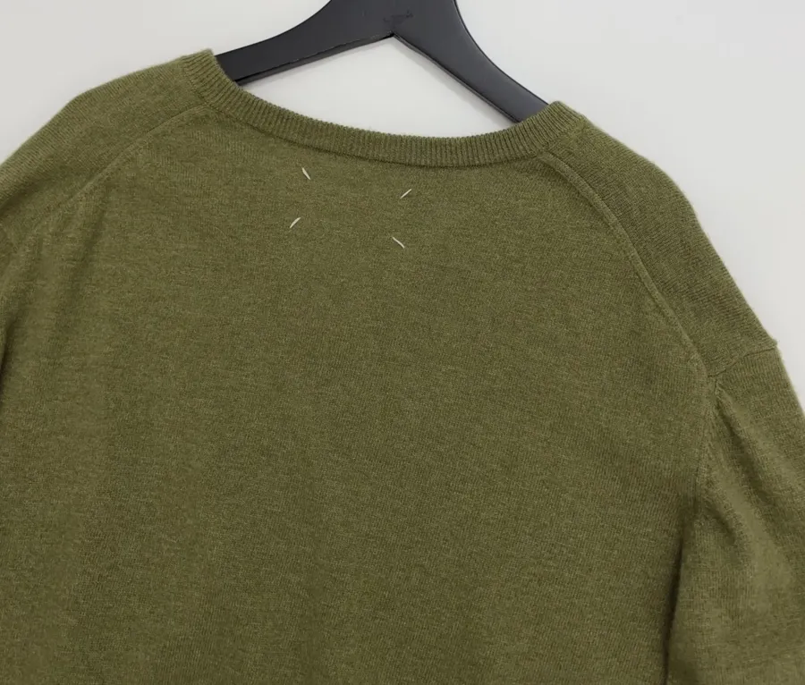 V-Neck Knitted Pullover Sweater in Green, product view 10