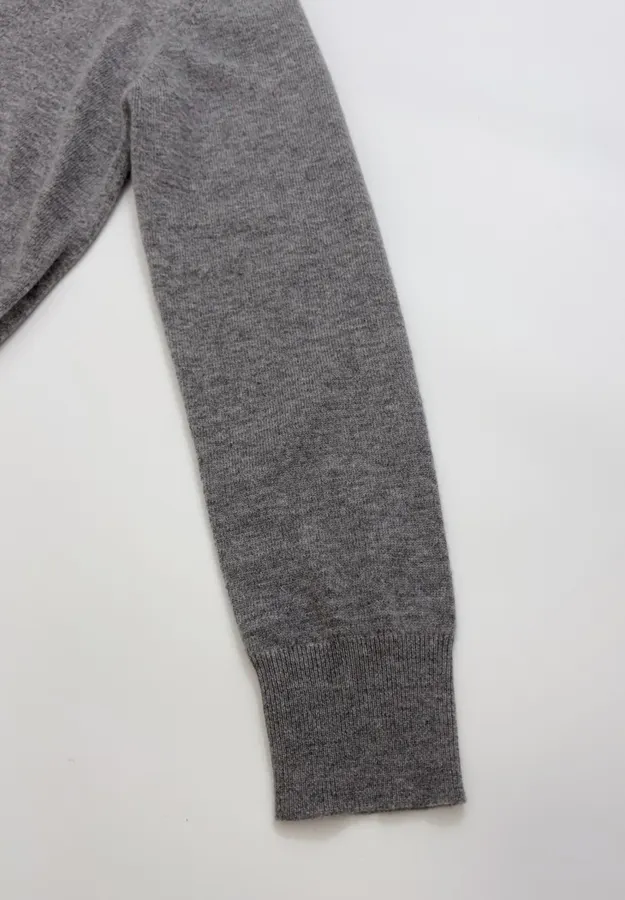 Gray Deep V-Neck Knitted Cardigan Sweater in Gray, product view 05