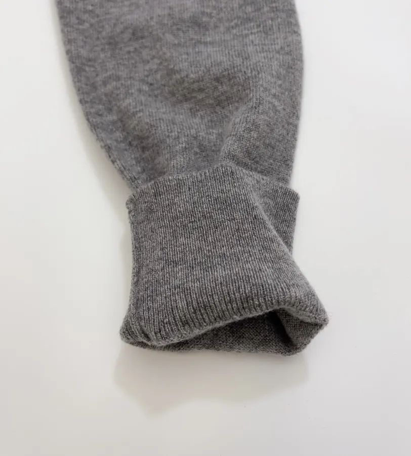 Gray Deep V-Neck Knitted Cardigan Sweater in Gray, product view 06