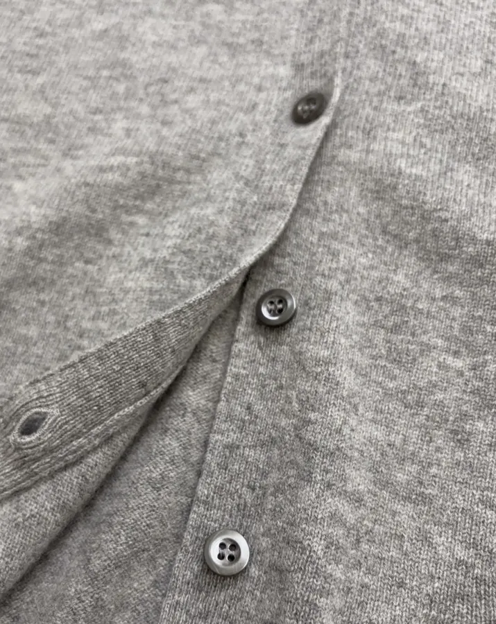 Gray Deep V-Neck Knitted Cardigan Sweater in Gray, product view 07