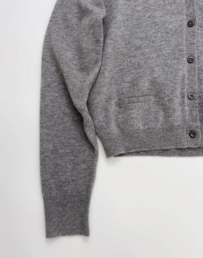 Gray Deep V-Neck Knitted Cardigan Sweater in Gray, product view 08