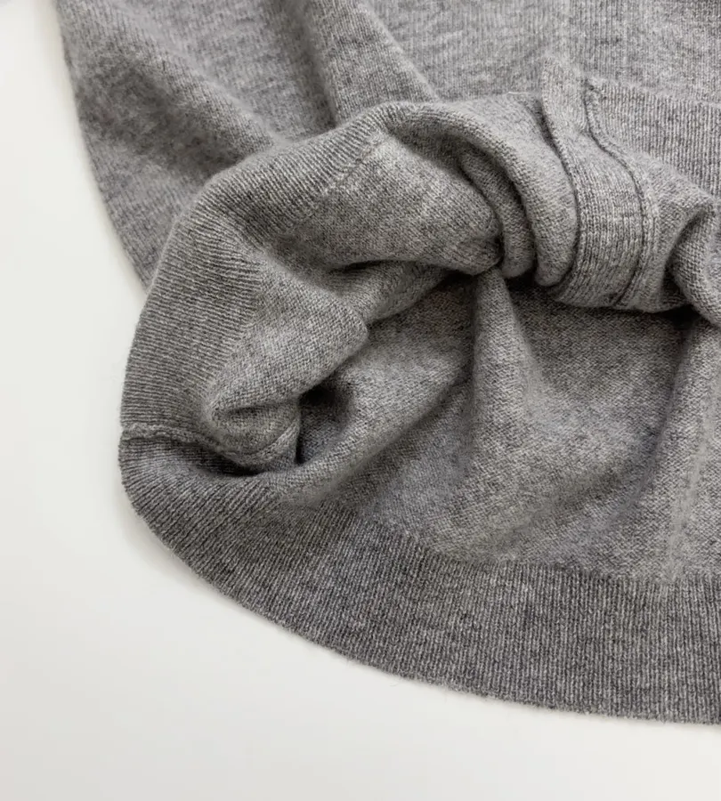 Gray Deep V-Neck Knitted Cardigan Sweater in Gray, product view 10