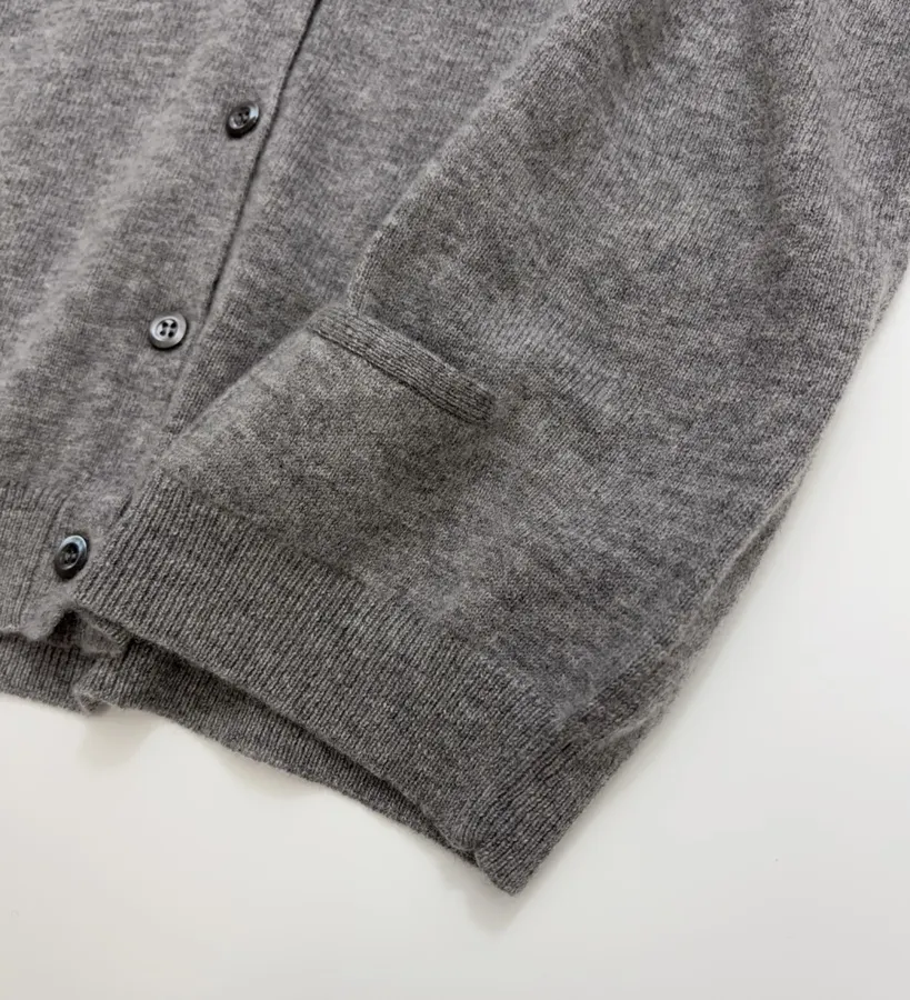 Gray Deep V-Neck Knitted Cardigan Sweater in Gray, product view 11