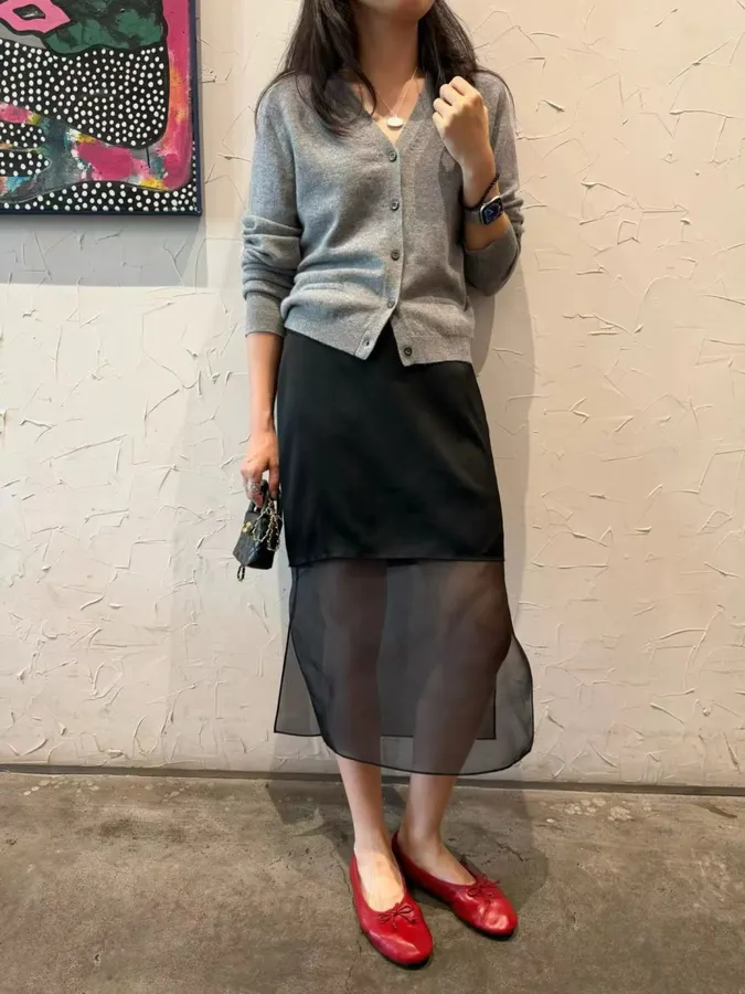 Gray Deep V-Neck Knitted Cardigan Sweater in Gray, product view 16