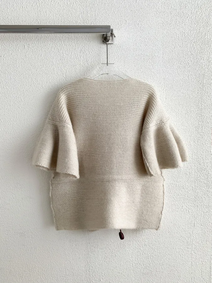 Light Grey Boat-Neck Tie-Waist Knit Top in Light Gray, product view 08