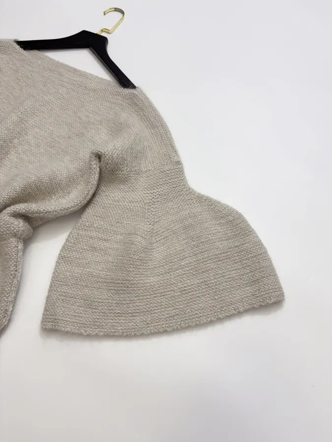 Light Grey Boat-Neck Tie-Waist Knit Top in Light Gray, product view 12
