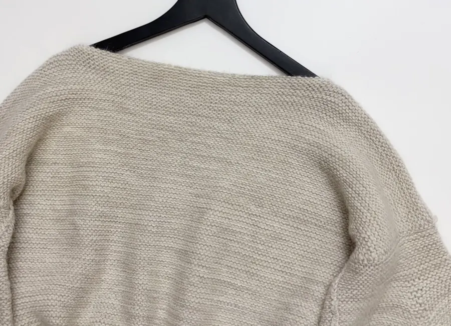 Light Grey Boat-Neck Tie-Waist Knit Top in Light Gray, product view 24